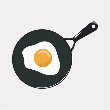 recommend clip art: frying pan with Fried egg silhouette vector on a white background