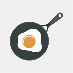 frying pan with Fried egg silhouette vector on a white background