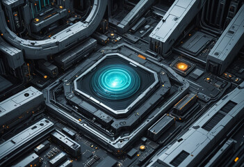 Fototapeta premium Abstract digital artwork with a tech theme. 