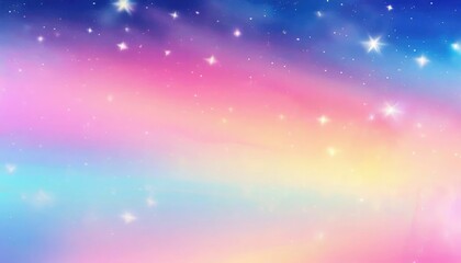 Naklejka premium A soft pastel rainbow sky background with stars, creating an ethereal and dreamy atmosphere for mobile phone wallpaper