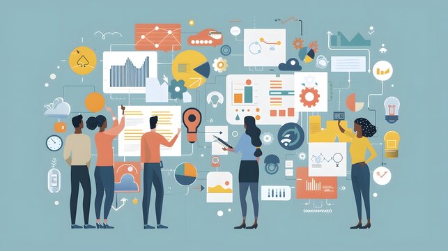 A digital brainstorming session with team members using approaches and methods to find solutions that satisfy all parties involved in a conflict