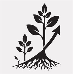 growth tree vector silhouette on a white background