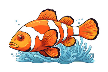 Naklejka premium vintage style illustrated clown fish white background, clown fish