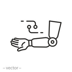 bionic hand icon, prosthesis for human icon, prosthetic hand, linear vector illustration