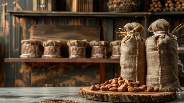 Burlap Bags with Nuts
