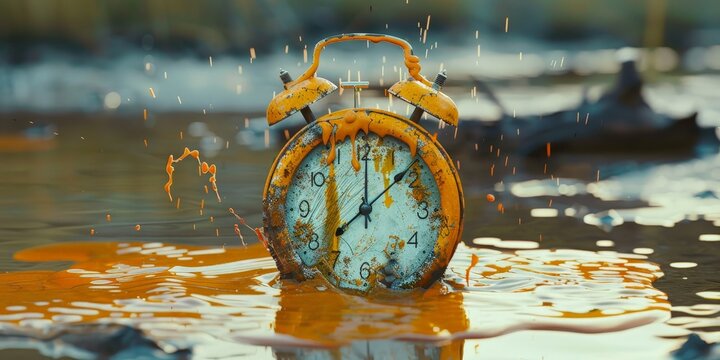 Vintage Clock Exploding in a Burst of Time and Color