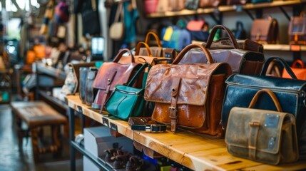 Leather Bags Display in Store