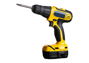 Yellow screwdriver isolated on transparent and white background.