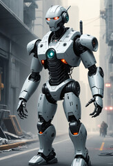 Fototapeta premium Digital illustration of a futuristic robot. 