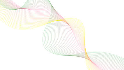Abstract vector colorful wave line flowing isolated on white background. Abstract flowing wavy lines. Colorful dynamic wave. Vector design element for concept of music, party, technology, modern.