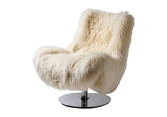 3d rendering of an isolated modern beige sheepskin lounge armchair isolated on transparent and white background