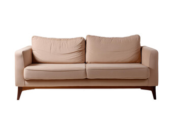 Fototapeta premium Light brown sofa (couch) isolated on transparent and white background.