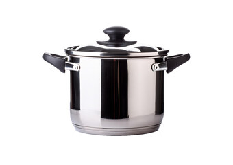 Stainless steel pot isolated on transparent or white background.