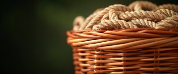 Obraz premium Wicker Basket, Showcasing Natural Materials And Rustic Craftsmanship