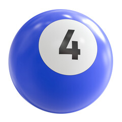 3D Render of Blue Billiard Ball Number 4