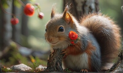 Fototapeta premium Adorable Woodland Squirrel