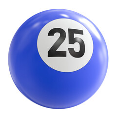 3D Render of Blue Billiard Ball Number 25