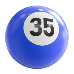 3D Render of Blue Billiard Ball Number 35