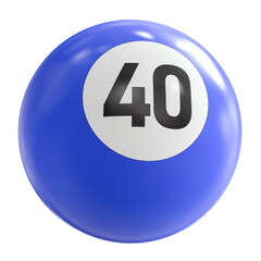 3D Render of Blue Billiard Ball Number 40