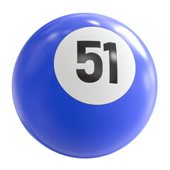 3D Render of Blue Billiard Ball Number 51
