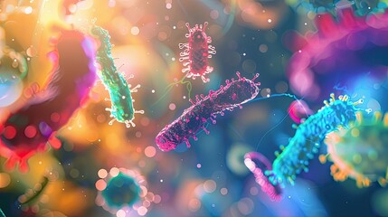 Naklejka premium bacteria under a microscope. Selective focus.