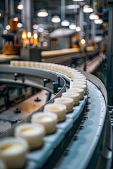 Cosmetics in bottles in production. Selective focus.