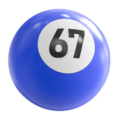 3D Render of Blue Billiard Ball Number 67
