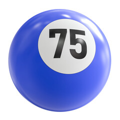3D Render of Blue Billiard Ball Number 75