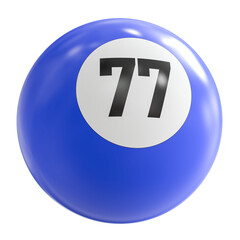 3D Render of Blue Billiard Ball Number 77