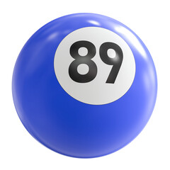 3D Render of Blue Billiard Ball Number 89