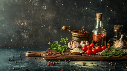 Assortment of Fresh Ingredients and Spices