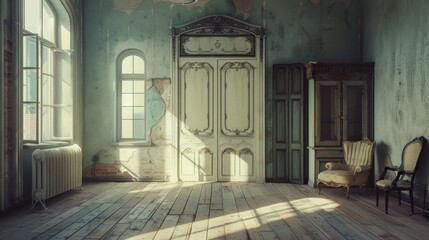 An abandoned room filled with sunlight and dust showcasing the p