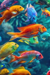 Naklejka premium beautiful colorful fish underwater. Selective focus.