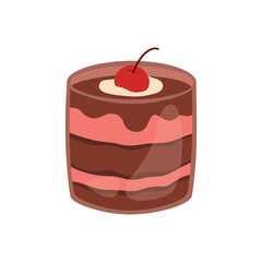 Flat layered chocolate sweet dessert pudding glass cute cartoon vector illustration