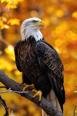 Obraz premium a large beautiful eagle sits on a tree branch. Selective focus.