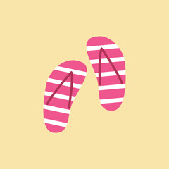 Red beach sandals, summer element design vector illustration