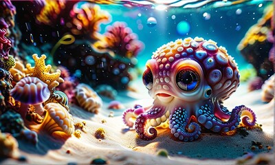Colorful Octopus Pup