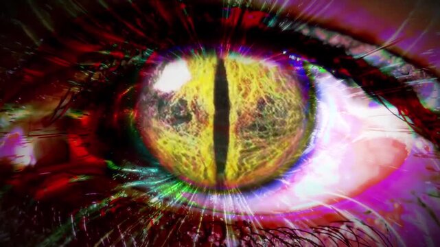 eye changing its appearance - the evolution of a living being into a human being