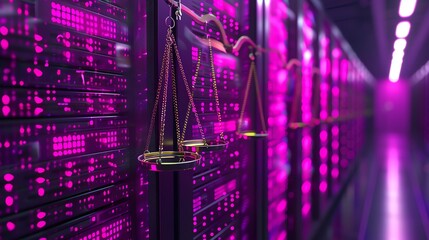 Scales of Justice Hanging in a Server Room.