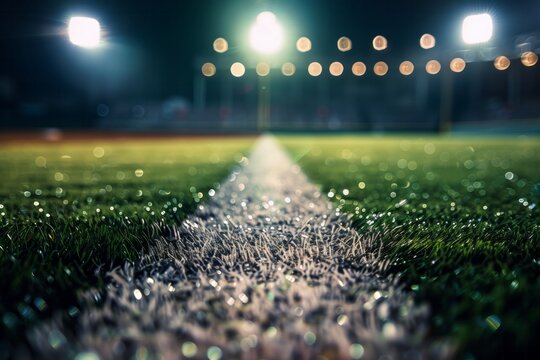 Baseball stadium at night. AI generative