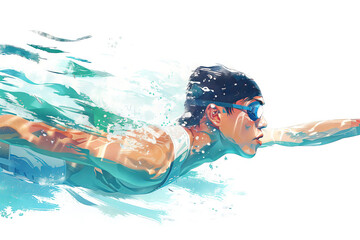 athlete swimming in pool in action