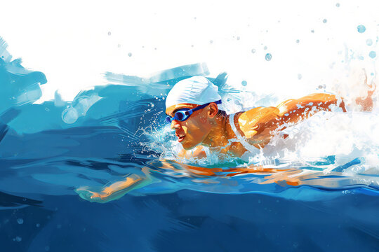 athlete swimming in pool in action