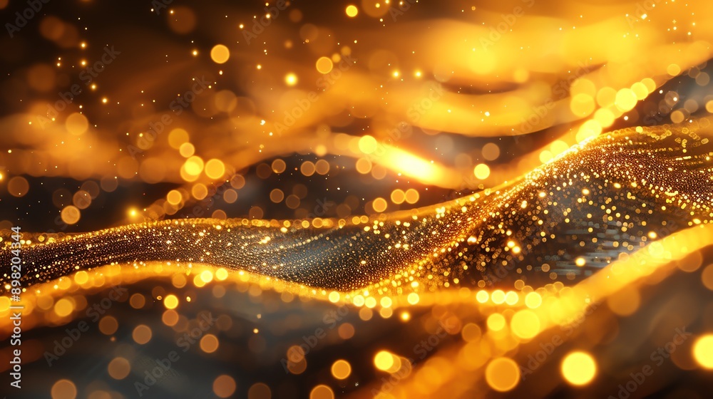 Poster abstract golden bokeh background.