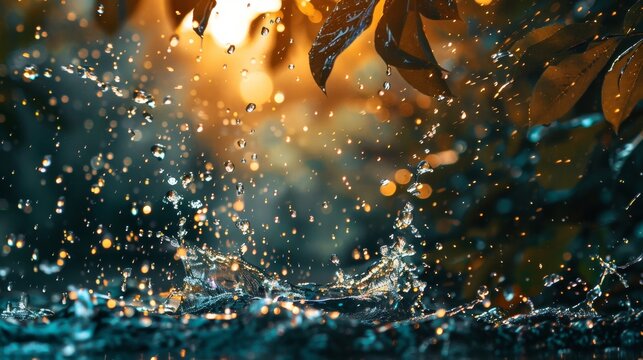 Water Splashing with Bokeh Effect