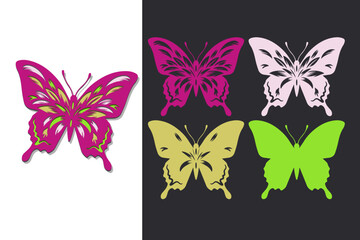 Paper crafts. Multilayer openwork butterfly with flower effect.  Cut file