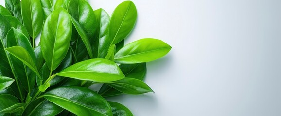 Green Leaves On White, Providing A Fresh And Clean Contrast, Perfect For Natural Themes