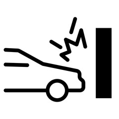 accident icon, broken cars, auto crash on road, car accident symbol isolated on white background. vector illustration