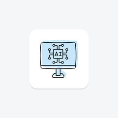 Artificial Computer color shadow thinline icon , vector, pixel perfect, illustrator file