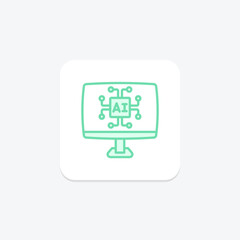 Artificial Computer duotone line icon , vector, pixel perfect, illustrator file