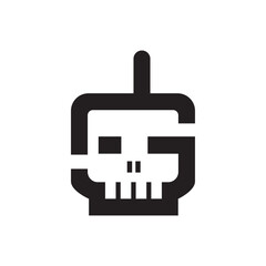 Human skull cartoon illustration and doodle, logo mascot